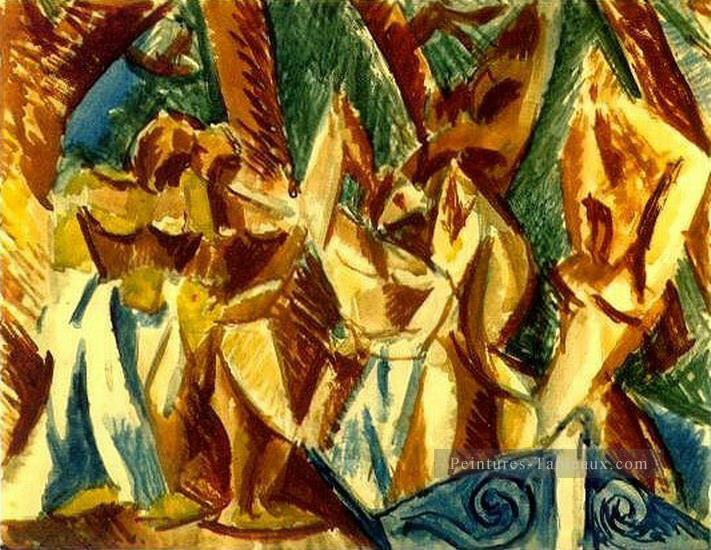 Cinq femmes 3 1907 cubisme Pablo Picasso Peintures à l'huile